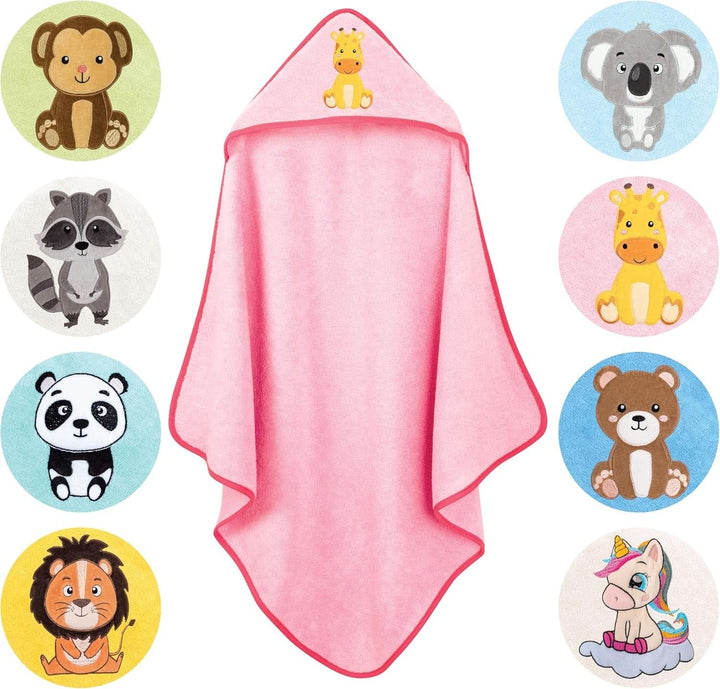 LAYNENBURG Prosop de baie cu glugă Premium Baby, 100% bumbac - Oeko TEX, 80 x 80 cm Mama si Copilul Naty Shop Roz, girafă
