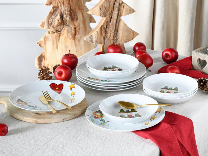 Creatable, 21845, Serie Luna Socken, 12-Teiliges Geschirrset Für 6 Personen, Tafelservice Aus Porzellan, Spülmaschinen- Und Mikrowellengeeignet, Qualitätsproduktion Seturi vesela masa Naty Shop