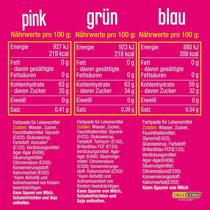 Set 6 coloranti alimentari, pasta, DECOCINO, gust neutru Coloranti Alimentari Naty Shop