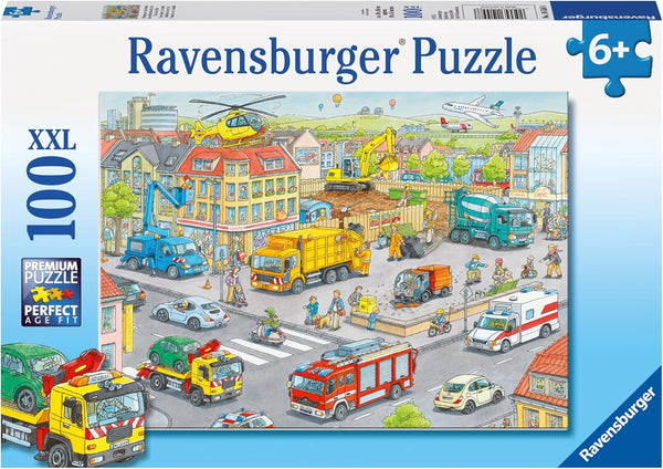Ravensburger puzzle pentru copii - 10558 Vehicule în oraș - Puzzle pentru copii cu vârsta de peste 6 ani, cu 100 de piese în format XXL Puzzle Naty Shop Titlu implicit