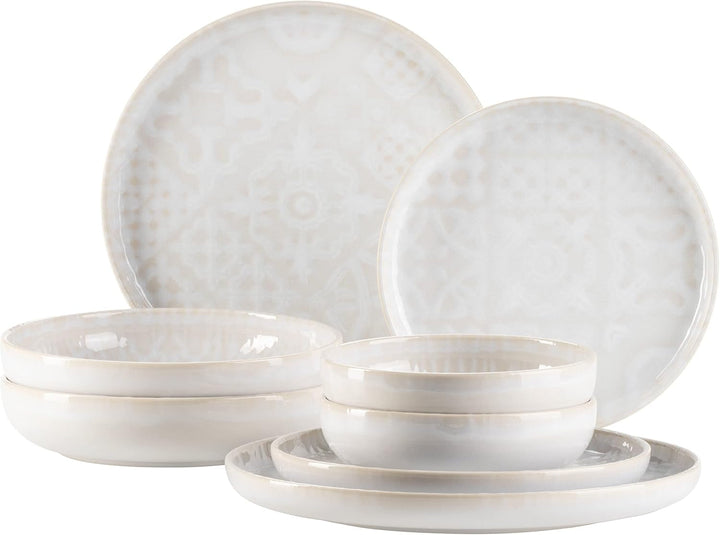 MÄSER 934063 Seria Tiles Set veselă modernă vintage pentru 2 persoane cu design maur Seturi vesela masa Naty Shop Alb Scandi-Form