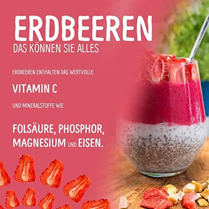 Căpșuni liofilizate 300g: felii de căpșuni uscate neîndulcite - Căpșuni liofilizate cu fructe pure, pline de aromă: fructe de pădure liofilizate - Fructe uscate NUTRIPUR Produse deshidratate Naty Shop