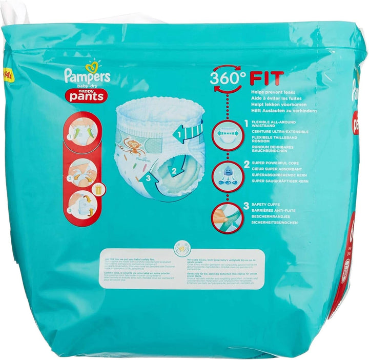 Pampers Baby-Dry Pants, Pantaloni scutec, alb, marimea 6, 60 scutece Mama si Copilul Naty Shop