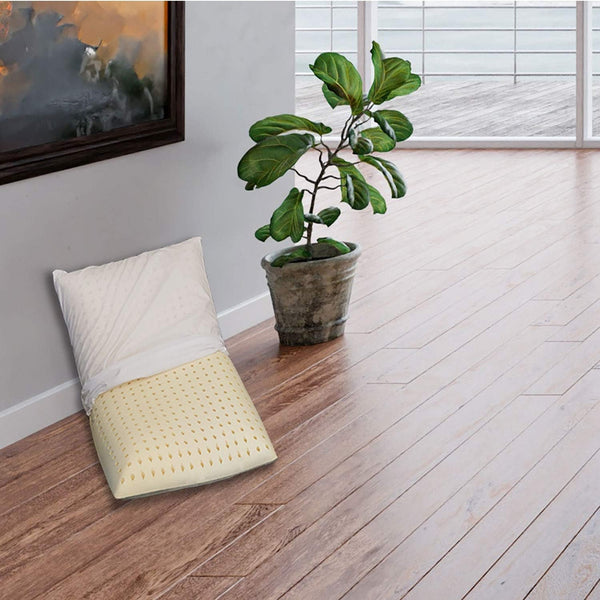 Sleepys Pernă din latex natural, 74 X 42 cm, înălțime 10 cm, săpun perforat, cu căptușeală din Jersey, 100% bumbac, pernă antialergică din latex Perne standard Naty Shop 1 bucată (1 pachet)