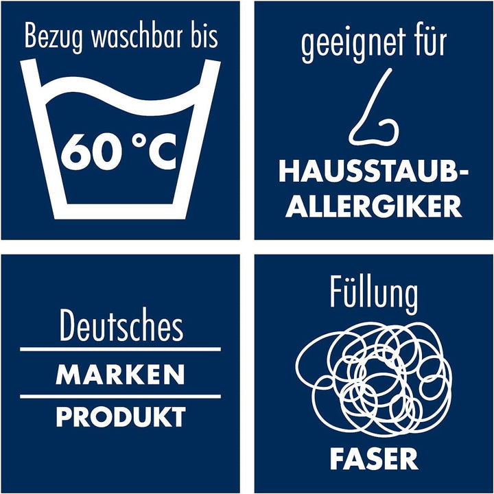 Pernă Irisette Noblesse - Made in Germany - Pernă cu capac detașabil din bumbac pur, 80 X 80 cm, certificată Oeko-Tex Perne standard Naty Shop