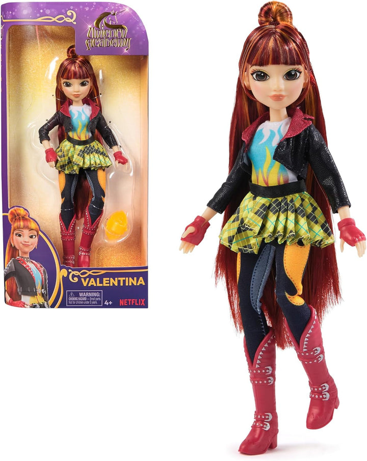 Unicorn Academy Deluxe Masked Ball Sophia - păpușă de 24 cm din popularul serial Netflix cu 2 ținute, dress-up clasic și joc de rol, vârsta 4+ Papusi Naty Shop Valentina păpușă dress-up