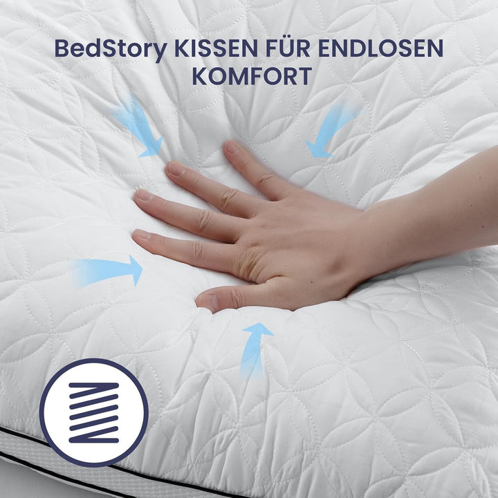 Pernă Bedstory 40X80Cm Set de 2 perne, pernă de dormit din microfibră 2X950G, pernă de pat respirabilă și lavabilă, ideală pentru un somn odihnitor profund, certificată Oeko-Tex Perne standard Naty Shop