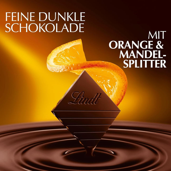 Lindt EXCELLENCE Orange Intense, 100 g, ciocolată neagră cu bucăți de portocale și migdale Bomboane de Ciocolata Naty Shop