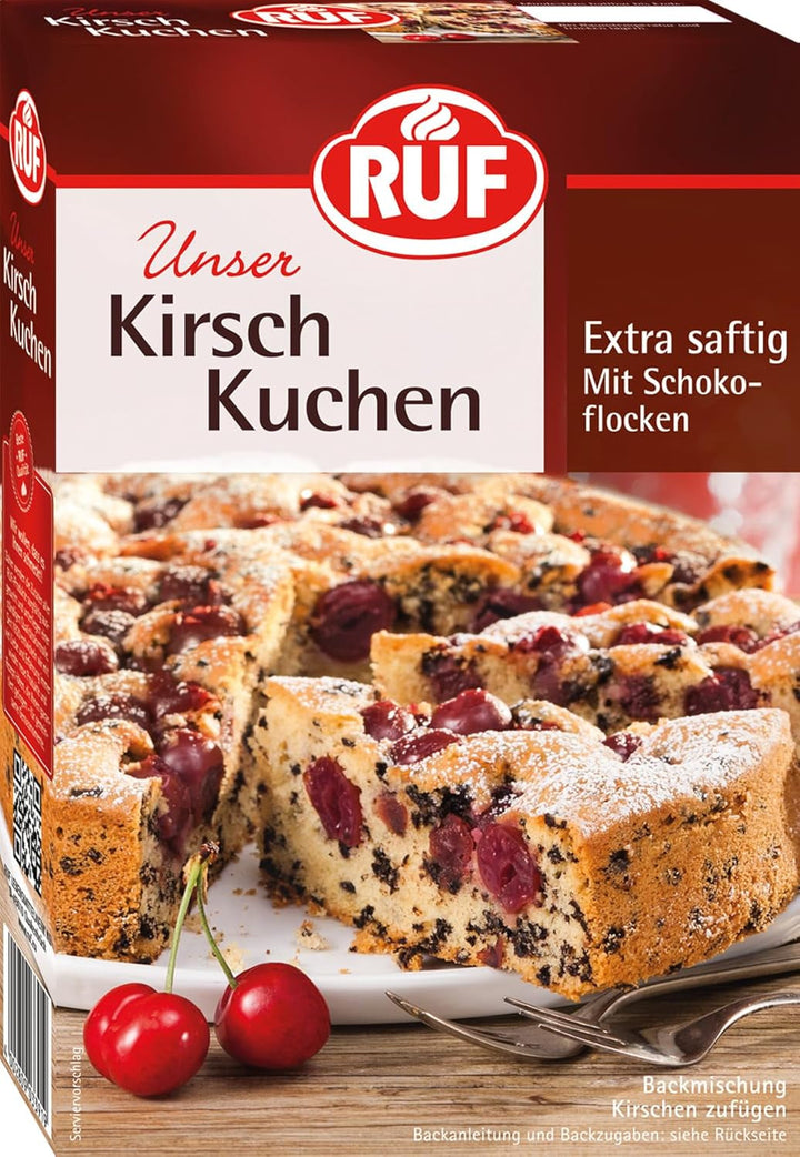 RUF Cheesecake Baking Mix, Cheesecake cu aluat crocant Crumble, prăjitură super cremoasă cu vanilie Bourbon reală, preparare ușoară Naty Shop Plăcintă cu cireșe 435 grame