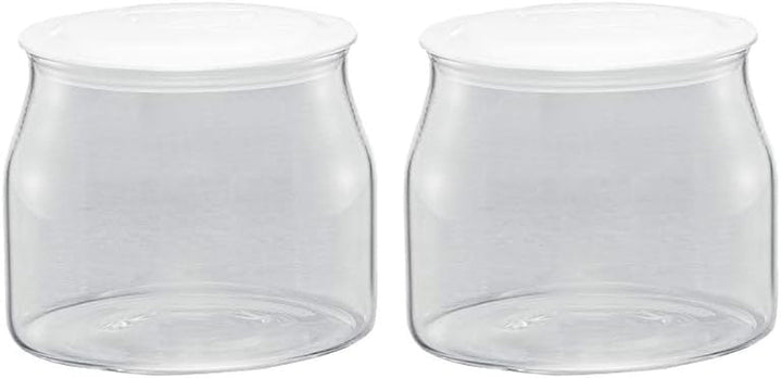 Borcan de schimb Rommelsbacher JG 1 pentru preparatorul de iaurt și cremă de brânză JG 80-1,2 litri, cu capac (pachet de 2) Cutii depozitare alimente Naty Shop Transparent/alb 1 bucată (pachet de 2)