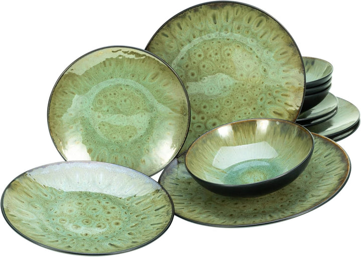 Creatable, 23630, Seria CAPRI - Smalt reactiv, Set de veselă 16 piese Seturi vesela masa Naty Shop Verde Set de farfurii 12 buc.