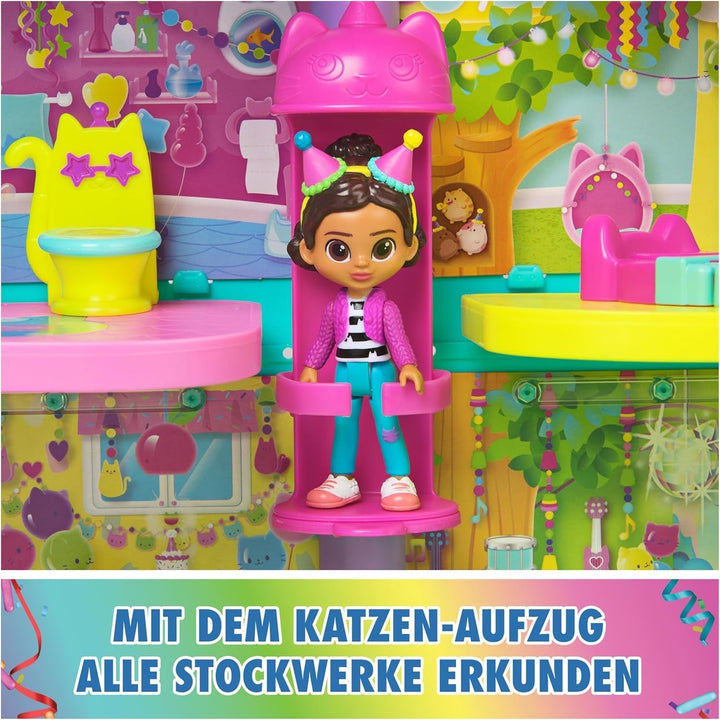 Casa de păpuși Gabby™S, set de 15 piese pentru casa de păpuși Purrfect Party cu aspect curcubeu, de peste 60 cm, cu figura Gabby, mobilier și efecte sonore, de la 3 ani Casute de papusi Naty Shop