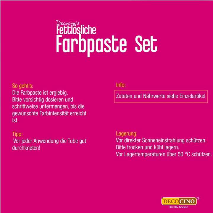 Decocino, Set coloranti alimentari liposolubili, AZO - free, set 6 coloranti x 15 g Coloranti Alimentari Naty Shop