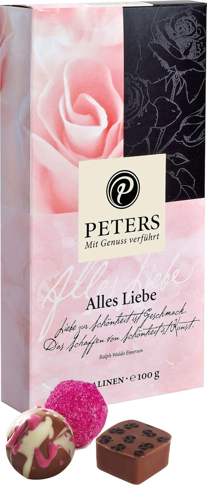 Peters, cutie cadou, amestec de praline cu sau fara alcool Bomboane de Ciocolata Naty Shop 100 grame Toate dragostea