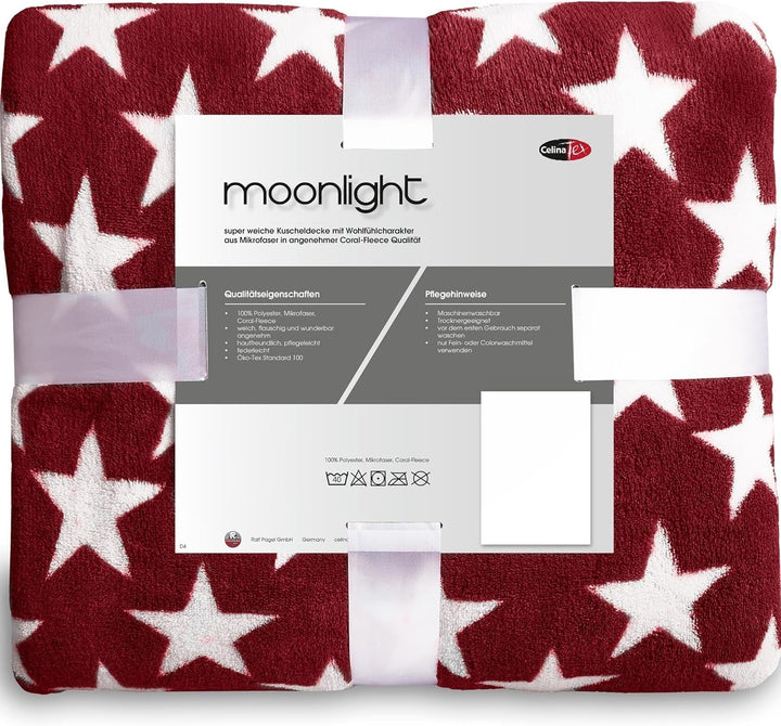 Celinatex pătură pufoasă 150 X 200 Cm Bordeaux pătură canapea canapea pătură moale stele Microfibre Fleece Oeko-Tex Moonlight Paturi si Cuverturi Besuche den CelinaTex-Store
