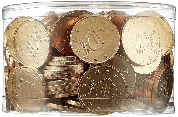 Theobroma Goldgeld Schokoladen Euros, Lose Münzen in Der Dose, 1Er Pack (1 X 1 Kg) Naty Shop Goldgeld