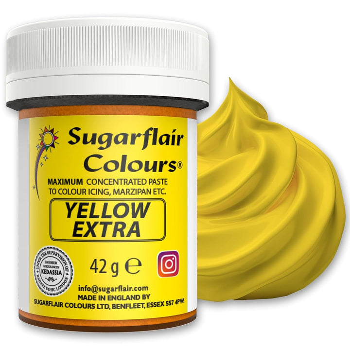 Sugarflair Lebensmittelfarbe Max Konzentriert Yellow Extra, Lebensmittel Farbstoff Hoch Konzentriert Für Marzipan Und Fondant, Max Concentrate Paste Colour - 42G Coloranti Alimentari Naty Shop Default Title
