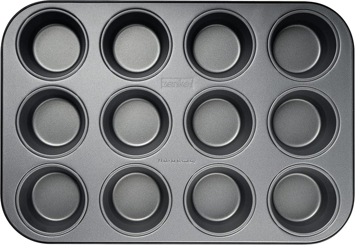 Zenker 12Er Muffinform Energy, Premium-Backform, Für Köstliche Kuchen, Verkürzt Die Backzeit Um Bis Zu 20% (Farbe: Silber/Anthrazit), Menge: 1 Stück, Hellgrau Und Dunkelgrau Matrite si tavi pentru copt Naty Shop