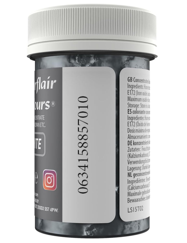 Sugarflair Spectral Graphite Lebensmittelfarbe Paste, Hochkonzentrierte Lebensmittelfarbe Für Buttercreme, Zuckerpaste, Royal Icing, Kuchenmischungen Und Mehr! Lebensmittelfarbstoff - 25G Coloranti Alimentari Naty Shop