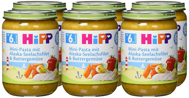 Paste Hipp Mini cu file de peste Pollock de Alaska și legume cu unt, pachet de 6 (6 x 190 g) Mama si Copilul Naty Shop