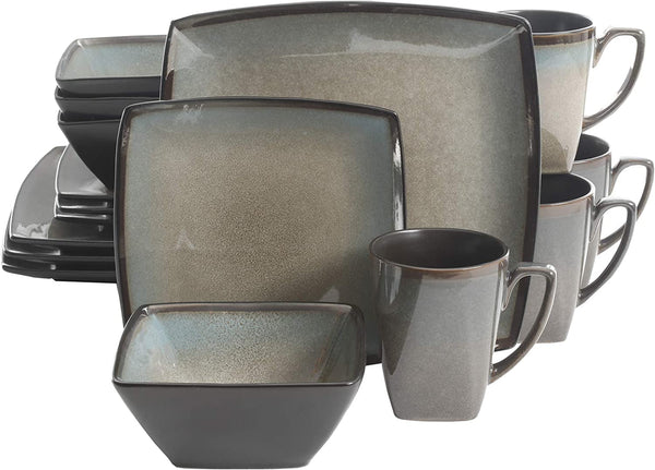 Tequesta Geschirrset Aus Steinzeug Mit Reaktiver Glasur, Quadratisch, Für 4 Personen (16 Stück), Taupe Seturi vesela masa Naty Shop Taupe Service For 4 (16Pcs)