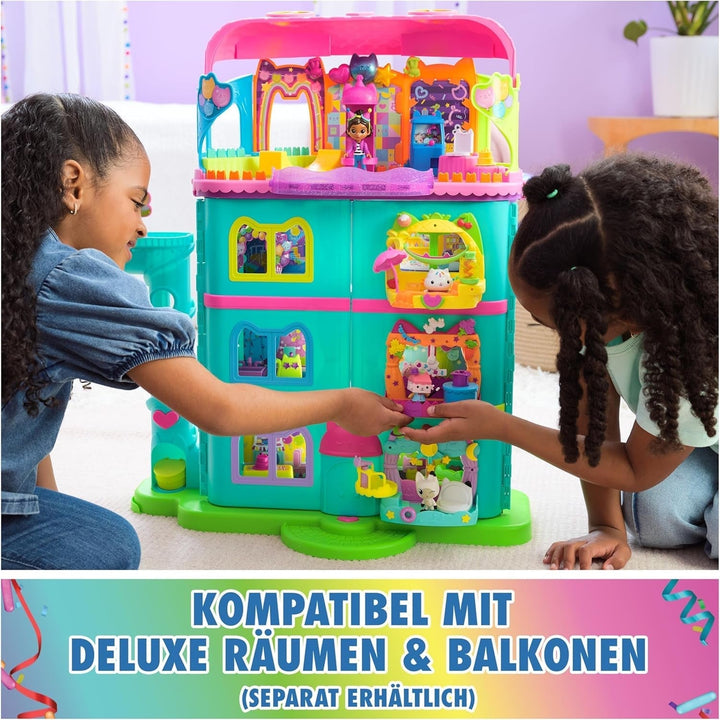 Casa de păpuși Gabby™S, set de 15 piese pentru casa de păpuși Purrfect Party cu aspect curcubeu, de peste 60 cm, cu figura Gabby, mobilier și efecte sonore, de la 3 ani Casute de papusi Naty Shop