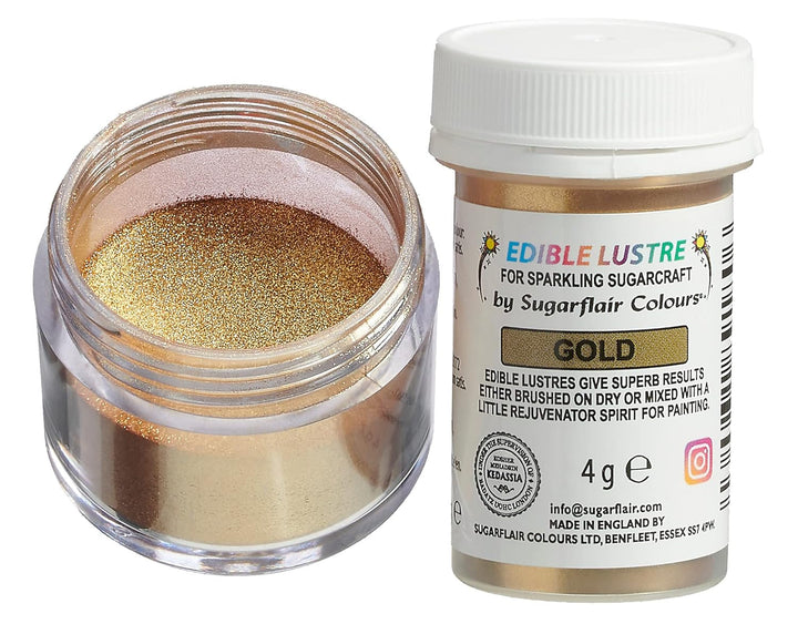 Sugarflair Edible Lustre Lebensmittelfarbe Glanzfarbe Gold - Lebensmittel Glanzpulver Für Kuchen, Cupcakes, Schokolade, Backwaren, Desserts, Eiscreme, Getränke, Cocktails Und Mehr - 4G Coloranti Alimentari Naty Shop Default Title