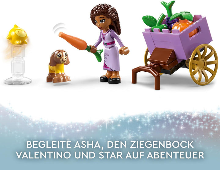 LEGO 43223 Disney Wish Asha în orașul Rosas, set de film Wish cu piață, mini păpușă Asha, Valentino ca capră de jucărie și figuri de stele, cadou pentru copii de la 6 ani, fete și băieți Seturi de constructie Besuche den LEGO-Store