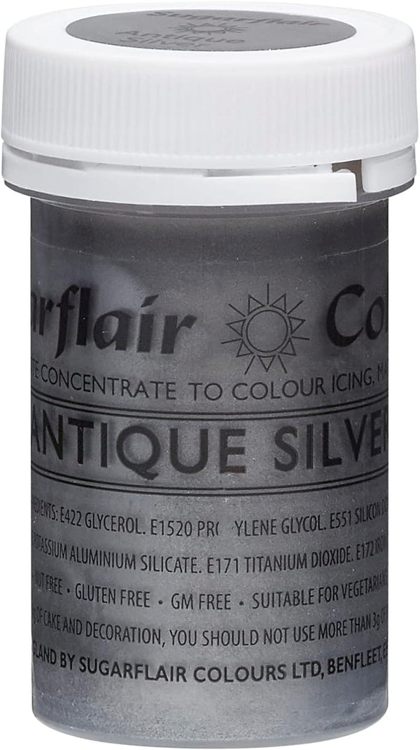 Sugarflair Lebensmittelfarbe Pasta Satin Silber, Pasta Lebensmittel Farbe Hoch Konzentriert Für Fondant, Marzipan, Zuckerpasten, Buttercreme, Kuchenmischung - Paste Colour Satin - 25G Coloranti Alimentari Naty Shop Default Title