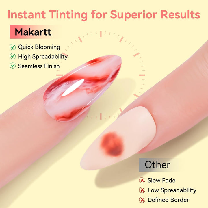 Oja gel Makartt Blooming - 15 ml Gel Blooming pentru întinderea ojei cu culoarea marmoră, vopsea gel, modele de unghii pentru manichiură DIY, flori, animale, acuarelă, kit magic pentru manichiură