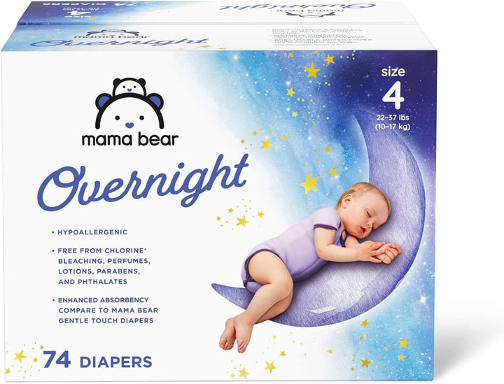 Scutece de unică folosință pentru bebeluși Overnight, hipoalergenice, protecție pe timp de noapte, alb Mama si Copilul Naty Shop 4 (74 bucati)