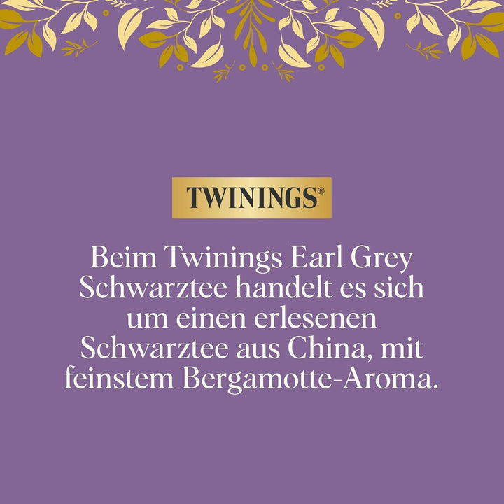 Twinings EARL GREY Ceai negru în pliculețe, rafinat cu aromă de bergamotă - Ceai negru din China, renumit în întreaga lume și extrem de revigorant, pachet de 1 (25 pliculețe)