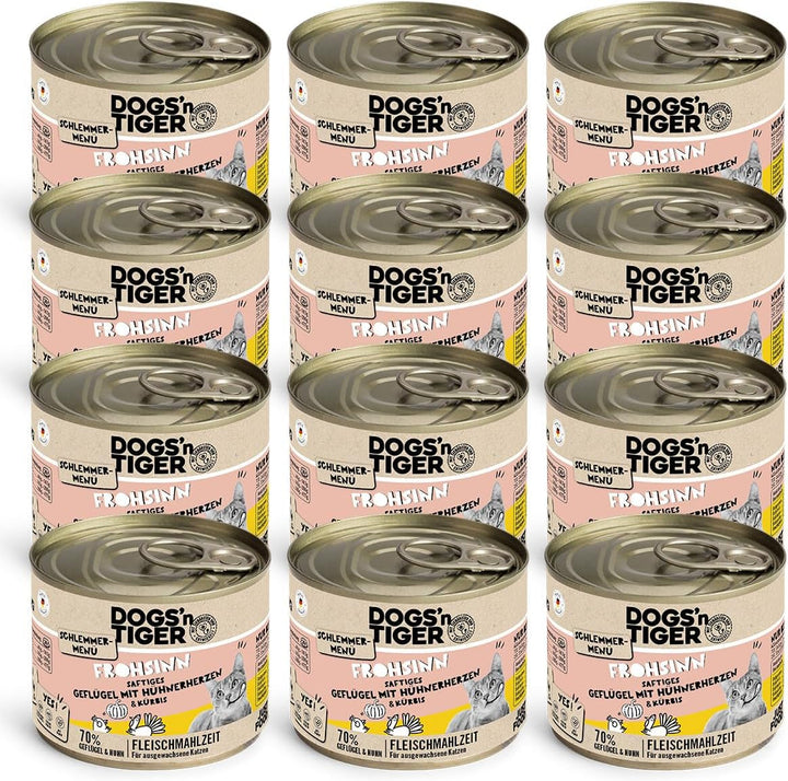 Dogs'N Tiger Gourmet Menu Glückskind, hrană umedă pentru pisoi, pui suculent și păstrăv - fără cereale, zahăr adăugat, conservanți artificiali, compatibilitate optimă, 6X400G