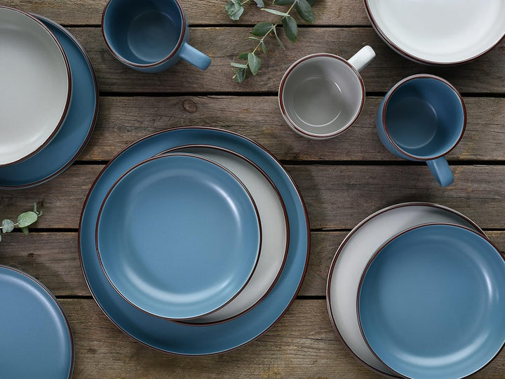 Creatable, 21016, Serie Modern Scandic Blue-Grey, 16-Teiliges Geschirrset, Kombiservice Aus Steinzeug, Spülmaschinen- Und Mikrowellengeeignet, Qualitätsproduktion Seturi vesela masa Naty Shop