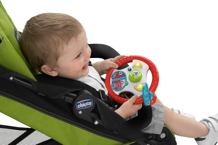 Chicco jucării volan electronic, volan pentru copii cu lumină și sunete, activități manuale, cu cârlig pentru cărucior, 6-36 luni Jucarii Bebe Naty Shop