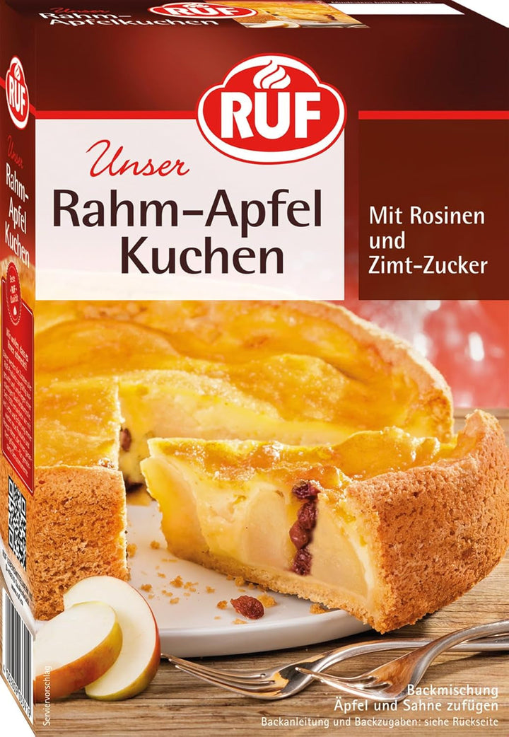 RUF Cheesecake Baking Mix, Cheesecake cu aluat crocant Crumble, prăjitură super cremoasă cu vanilie Bourbon reală, preparare ușoară Naty Shop Plăcintă cremă cu mere Pachet 435 grame