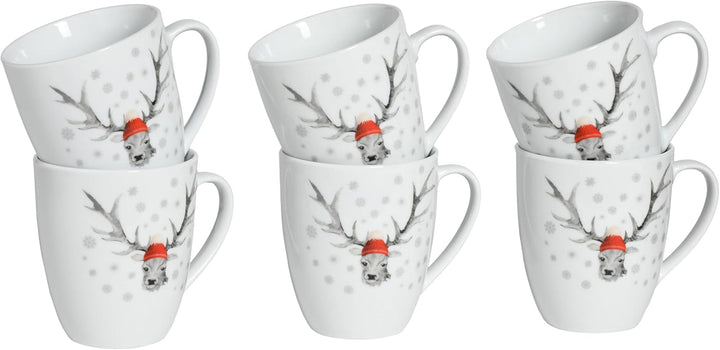 Creatable, 21498, Serie Luna Hirsch, 18-Teiliges Geschirrset Für 6 Personen, Frühstücksset Aus Porzellan, Spülmaschinen- Und Mikrowellengeeignet, Qualitätsproduktion Seturi vesela masa Naty Shop Kaffeebecher 6-Tlg