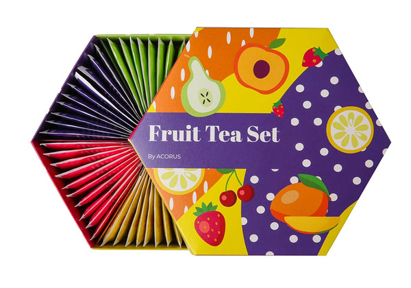 ACORUS | Set de ceaiuri de lux cu fructe | Set cadou cu ceaiuri naturale în 6 arome | Ceaiuri din plante, ceaiuri din fructe | Sortiment de ceaiuri | Cutie de ceai cu 60 de pliculețe