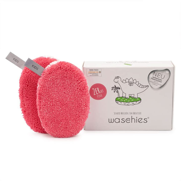 Tampoane de spălat Waschies KIDS pentru bebeluși și copii, pentru curățare numai cu apă, reutilizabile Mama si Copilul Naty Shop Roz 2 bucati