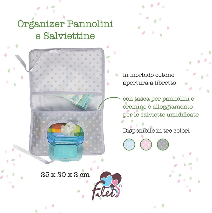 Geanta scutece si servetele, organizator scutece si servetele, 100% Made in Italy, culoare gri Servetele Umede Bebelusi Naty Shop