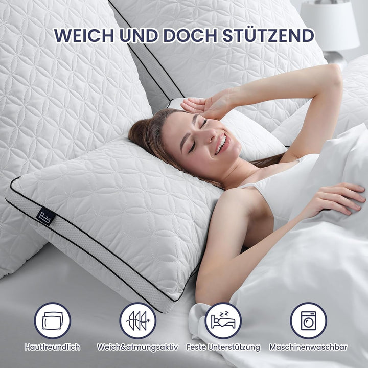 Pernă Bedstory 40X80Cm Set de 2 perne, pernă de dormit din microfibră 2X950G, pernă de pat respirabilă și lavabilă, ideală pentru un somn odihnitor profund, certificată Oeko-Tex Perne standard Naty Shop