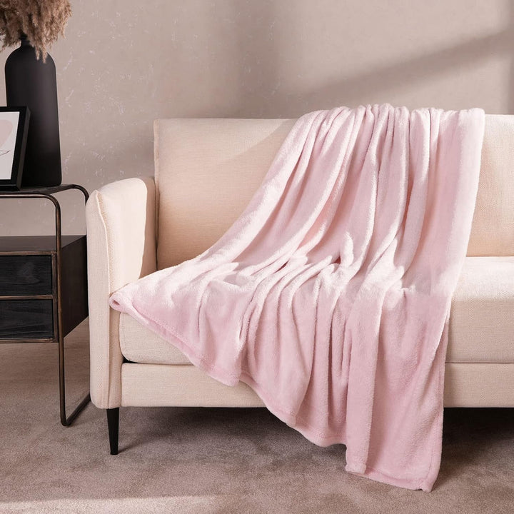Brentford's Flannel Fleece Blanket, Extra Soft, Large, Fluffy, Warm, cuvertură de pat pentru dormitor, pat simplu, canapea, canapea, Blush Pink - 120 X 150 Cm Paturi si Cuverturi Besuche den Brentfords-Store