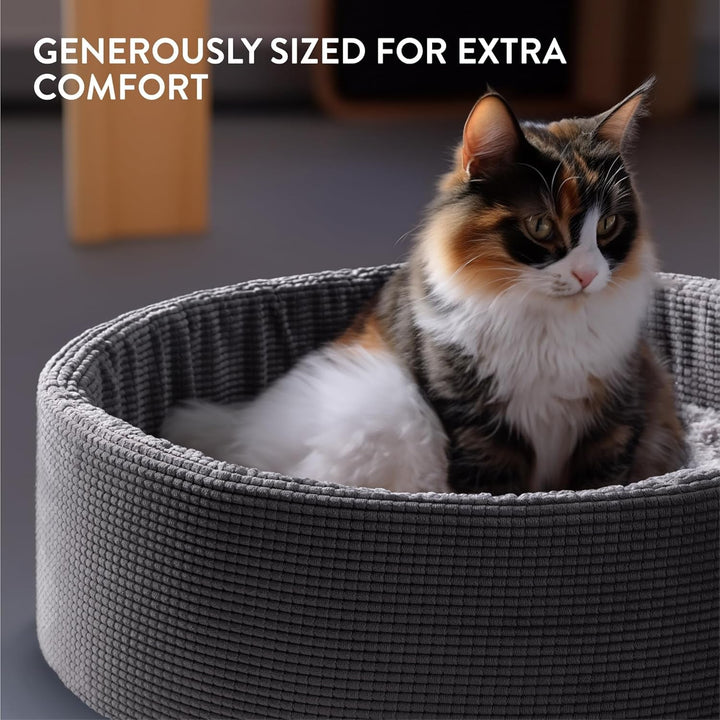 Pat pentru pisici Navaris cu pernă suplimentară - Pernă pentru câini și pisici - Pat pufos pentru câini și pisici - Coș lavabil pentru pisici - Pat pentru pisici, de asemenea, pentru câini de talie mică - Gri