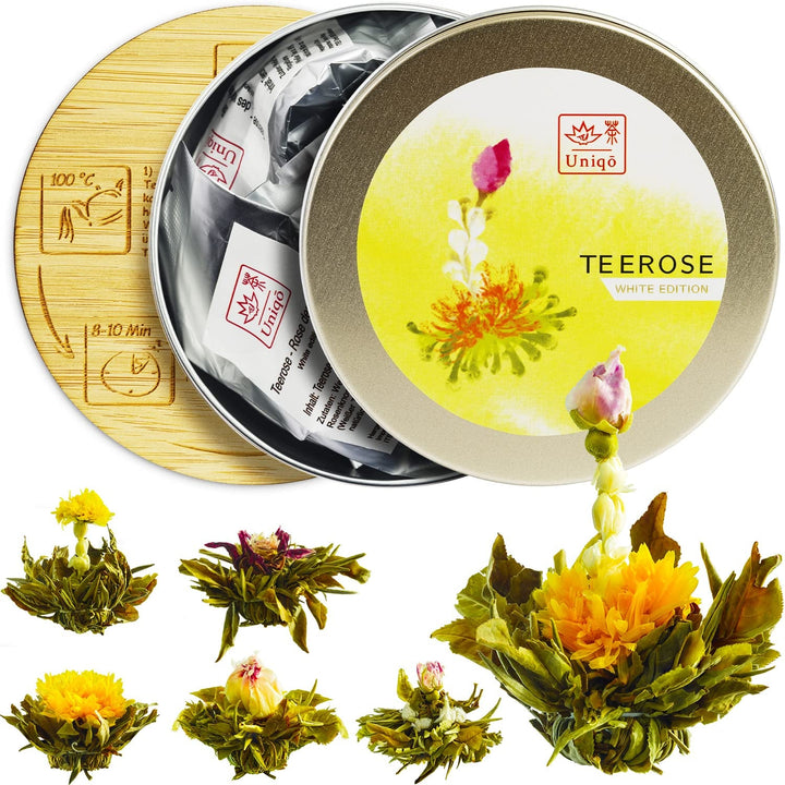 Set cadou cu flori de ceai cu 6 trandafiri de ceai, set de ceai cadou pentru femei | Idei originale de cadouri pentru Crăciun, ziua de naștere sau orice ocazie