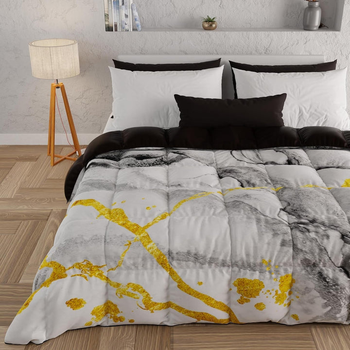 PETTI Artigiani Italiani - Plapumă de iarnă, Plapumă de iarnă, Plapumă simplă, Cu două fețe, Monocolor și imprimare digitală, 100% microfibră antialergică, Made in Italy