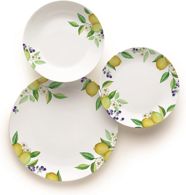 Serviciu de masă Excelsa Lemon, 18 piese, porțelan, Bianco/Limoni Seturi vesela masa Naty Shop