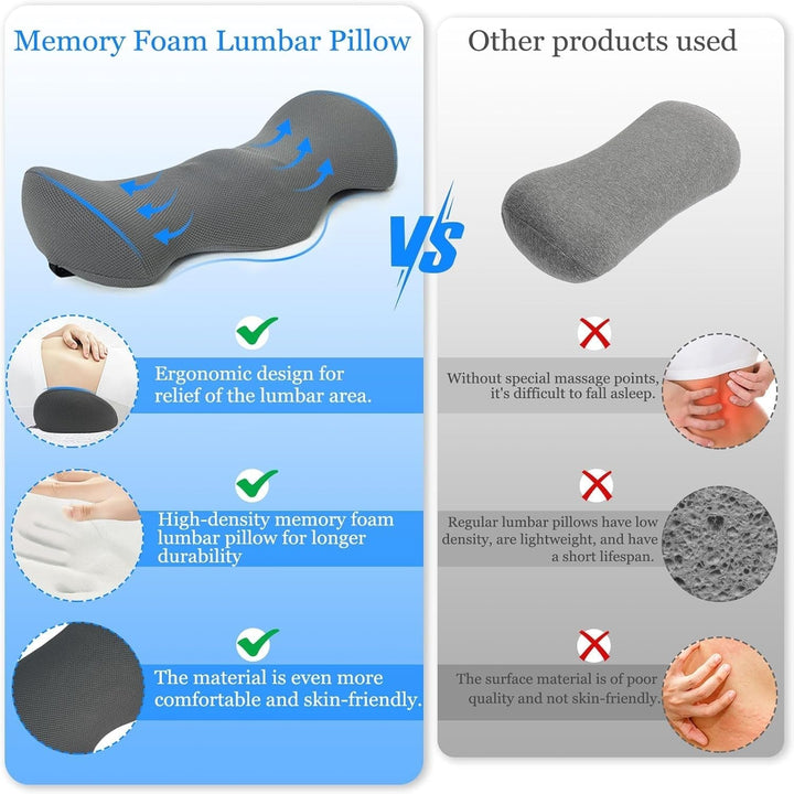 TFCIOD Pernă de susținere lombară, pernă de confort a coloanei vertebrale din spumă de memorie, pernă lombară, pernă de susținere a spatelui cu design ergonomic pentru ameliorarea durerii, pernă sciatică pentru pat, canapea, mașină (gri) Perne lombare Naty Shop