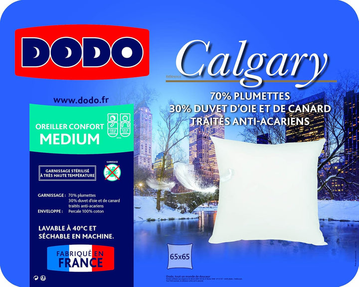 DODO 64476 Pernă Calgary, puf/piele de gâscă și rață, 65 X 65 cm, alb Perne standard Naty Shop