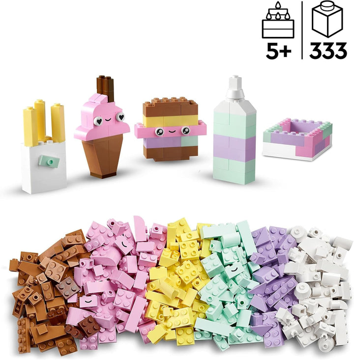 LEGO 11028 Classic Pastel Creative Building Set Brick Box, jucărie de construcție pentru fete și băieți cu vârsta de peste 5 ani Cu modele; înghețată, dinozaur, pisică și multe altele Seturi de constructie Besuche den LEGO-Store