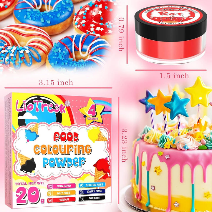 Set 4 coloranti alimentari pudra, 4 x 5 grame Coloranti Alimentari Naty Shop